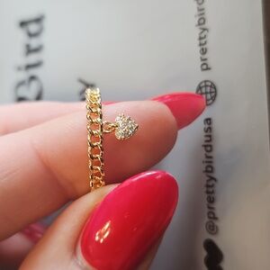 Gold Painted Heart Ring Size 8